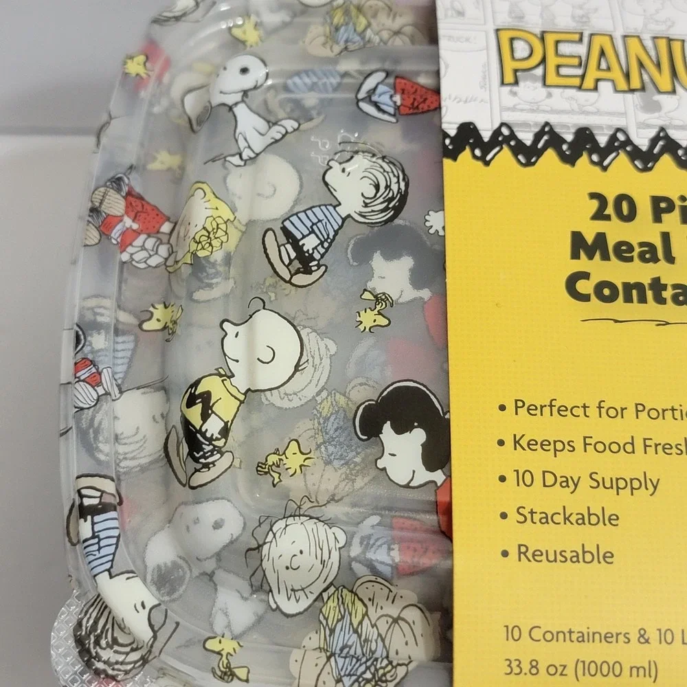 NEW Peanuts SNOOPY Charlie Brown 20 Piece Meal Prep Food Storage Containers